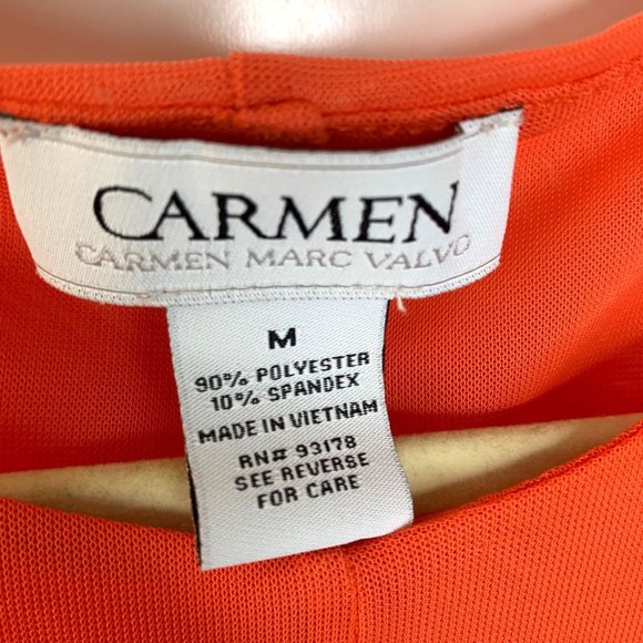 CARMEN MARC VALVO Orange‎ Sheer Mid Sleeve Blouse Sz M - Picture 9 of 10